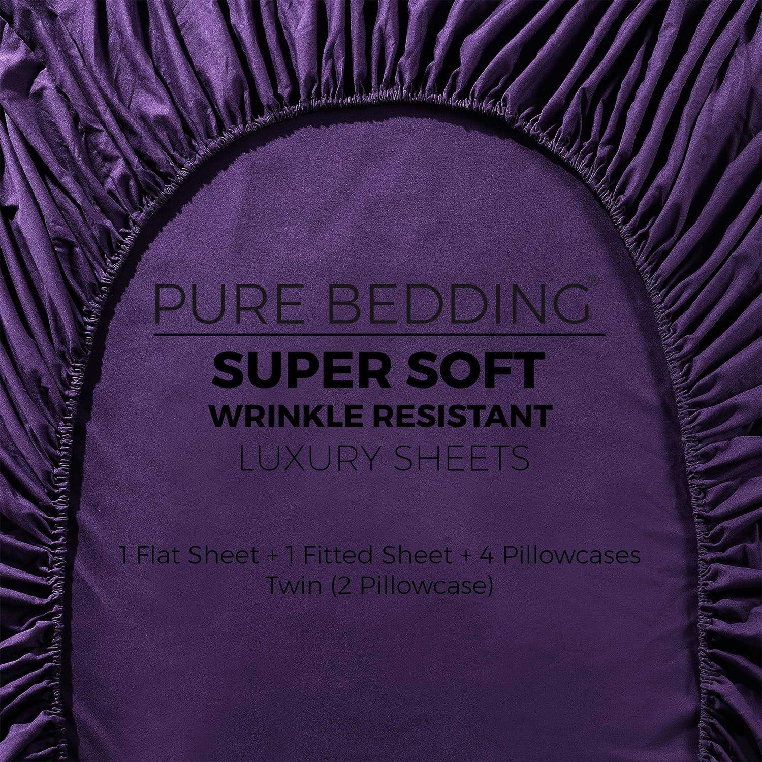 Pure Bedding Bed Sheets Sheet Set Hotel Luxury 1800 Brushed Microfiber - Image 5