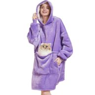 Aemilas Wearable Blanket Hoodie, Oversized Flannel Blanket Sweatshirt with Hood Pocket and Sleeves