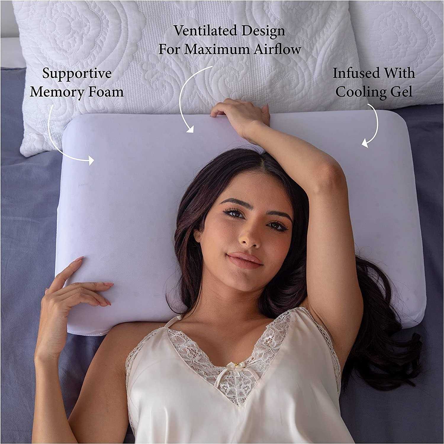 Pharmedoc Cooling Gel Infused Memory Foam Ventilated Hole-Punch Bed Pillow - Image 3