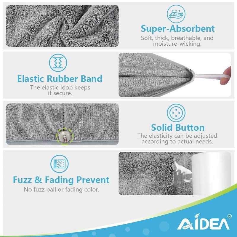 Aidea Microfiber Hair Towel Wrap for Women 3 Pack 10 inch X 26 inch - Image 2