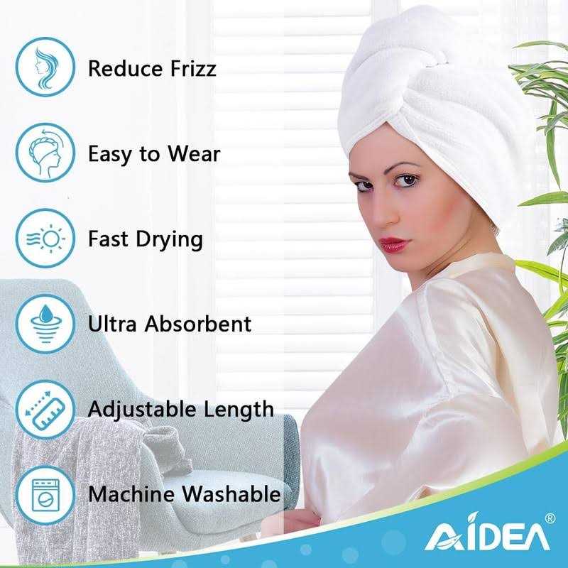 Aidea Microfiber Hair Towel Wrap for Women 3 Pack 10 inch X 26 inch - Image 4