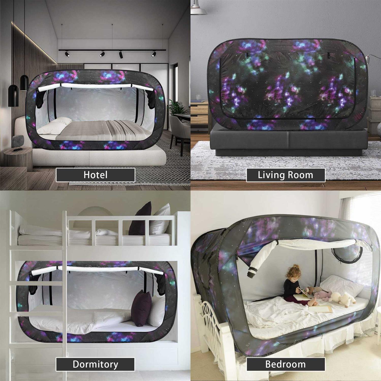 Pop Up Privacy Tent for Indoor Use Bed Canopy for Sleeping Bed Tent Double Door with Mosquito Mesh - Image 3