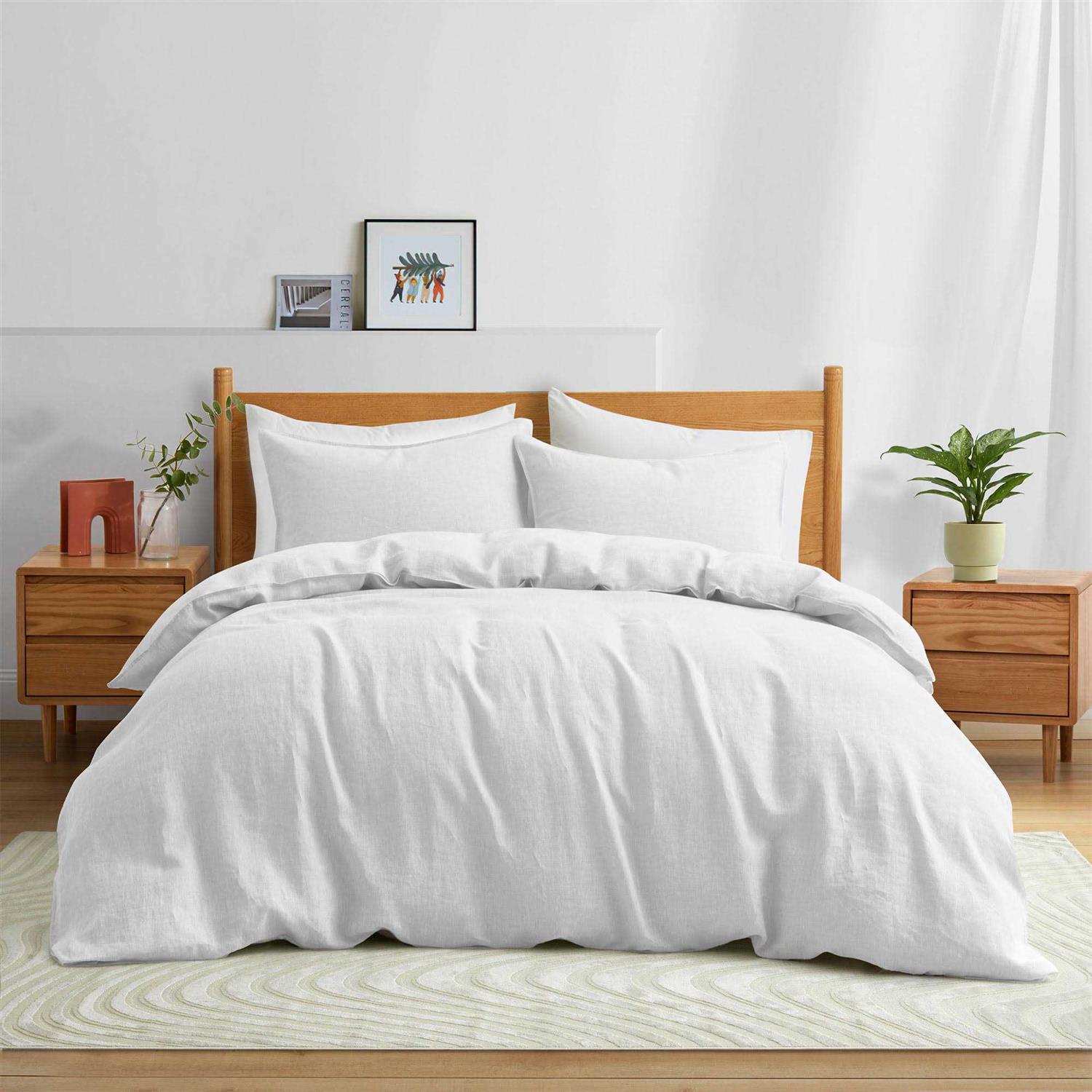 Premium Flax Linen Duvet Cover Set with Pillowcases Moisture Wicking and Breathable - Image 2