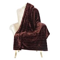 Bertte 330 GSM Lightweight Fluffy Cozy Luxury Decorative Stripe Bed Couch Plush Throw Super Soft Fuzzy Warm Blanket