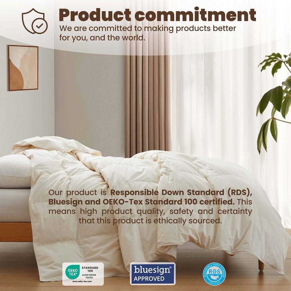 Premium Lightweight Organic Cotton Comforter with Down and Feather Fiber Fill - Image 4