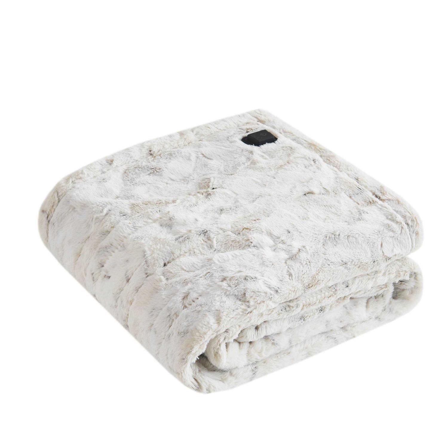Beautyrest Zuri Faux Fur Heated Wrap with Built-in Controller