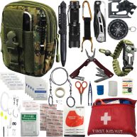 Alertoa Emergency Survival kits 65 pcs in 1 Survival Gears with First Aid Compass Knife Tactical Tools Cool Gadgets for Outdoor Camping Hiking Biking Home