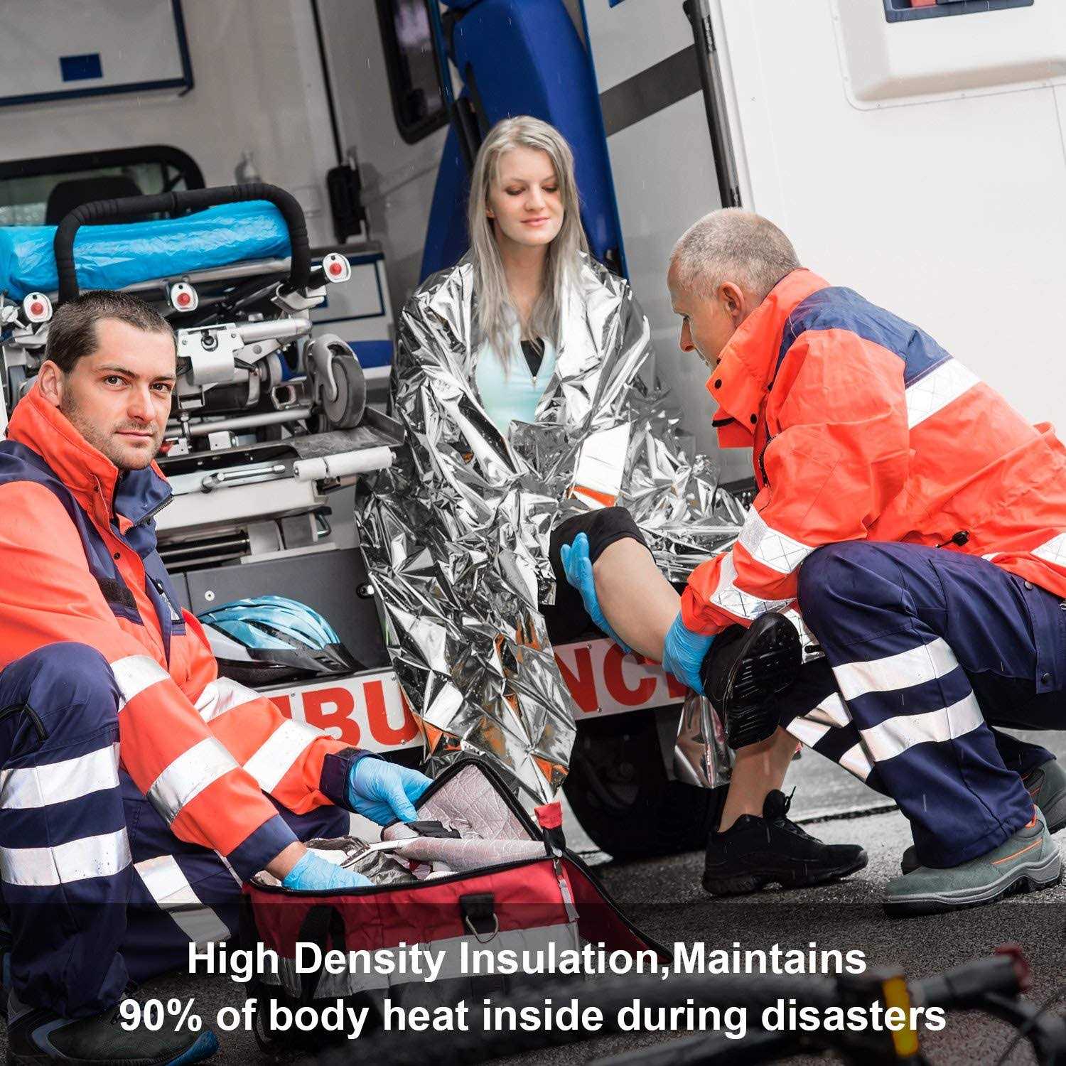 Maitys 4 Pcs Emergency Blankets High Silver Reflective Foil Sheet Heat Foil Protection Rescue Blankets Camping Blanket Hiking Space Blankets and - Image 4