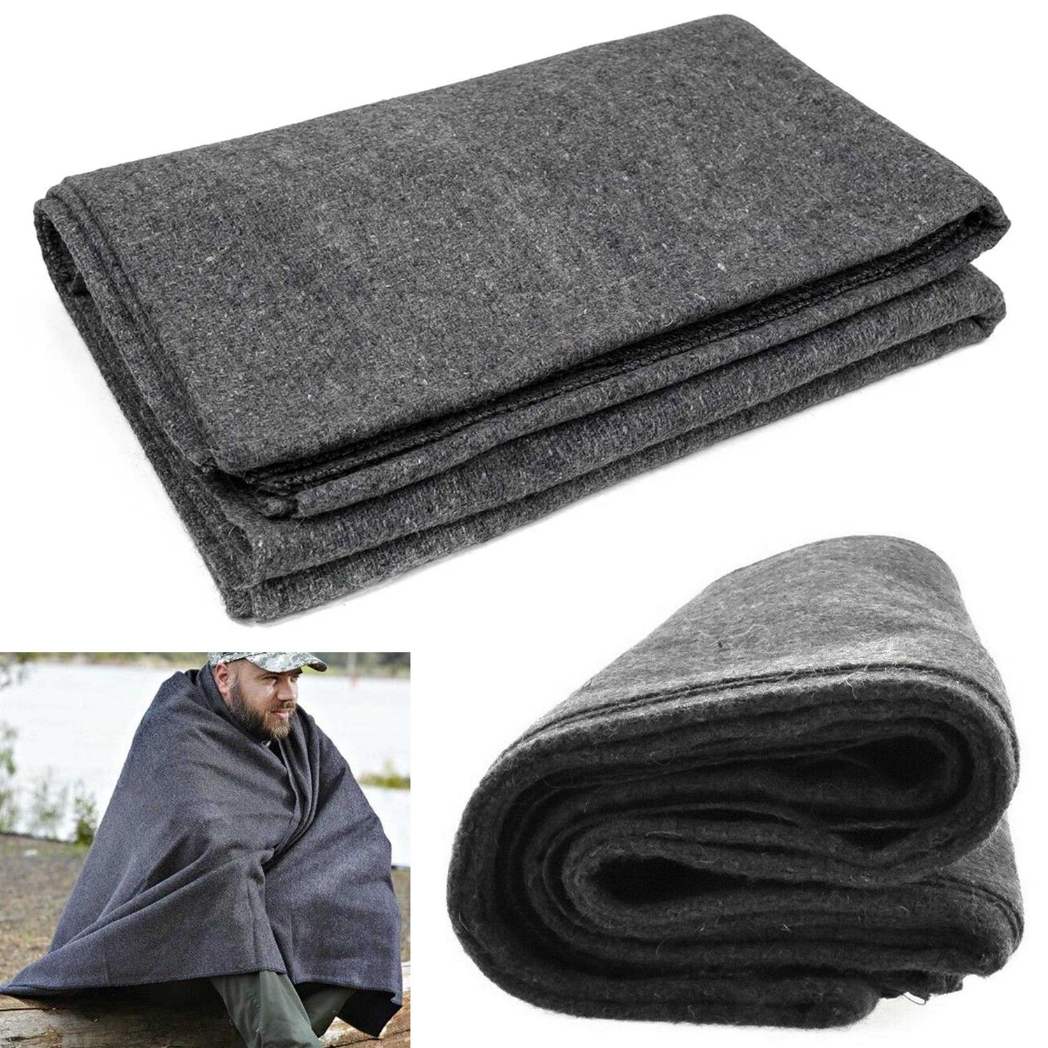 1 Wool Blanket Outdoor Cover Military Camping Survival Warm 51×80 2lbs Large