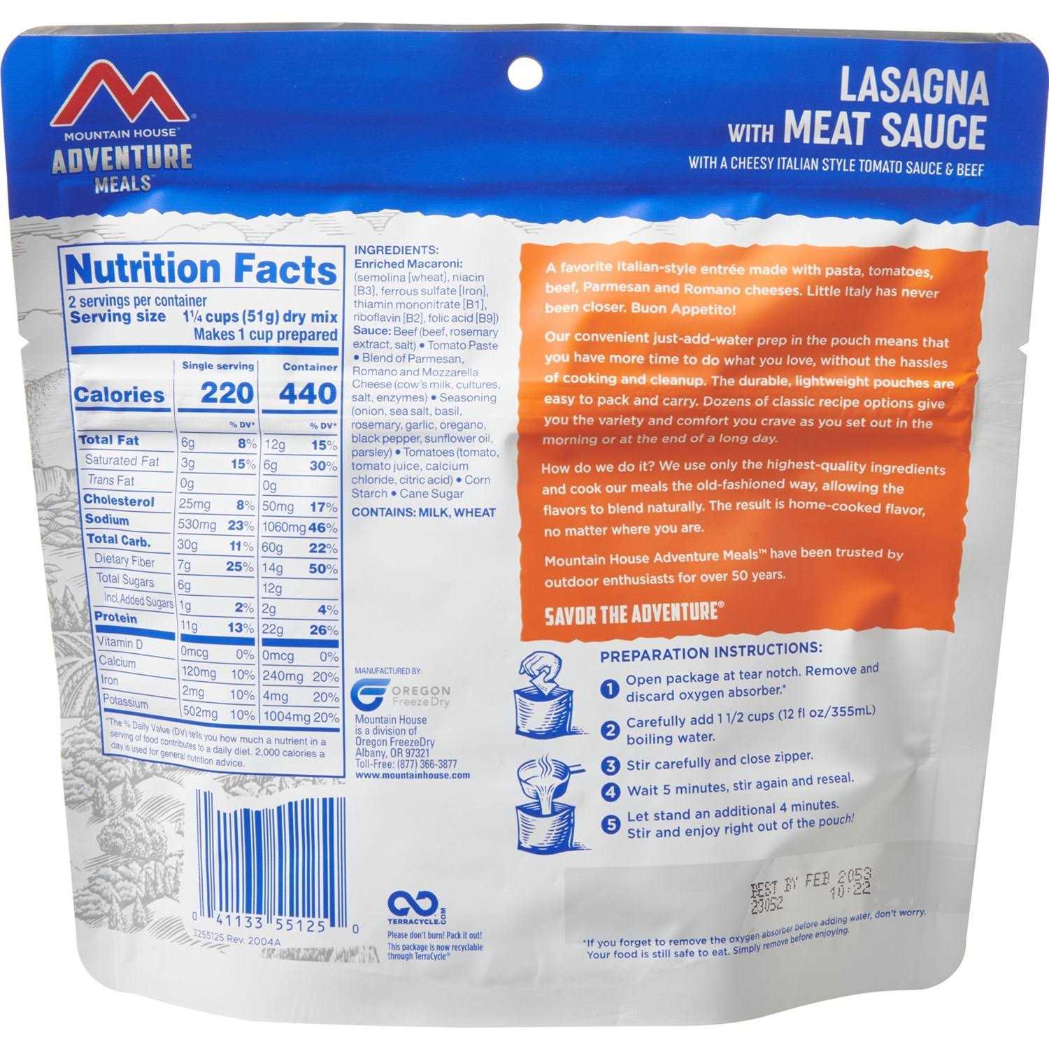 Mountain House Lasagna with Meat Sauce - Image 3