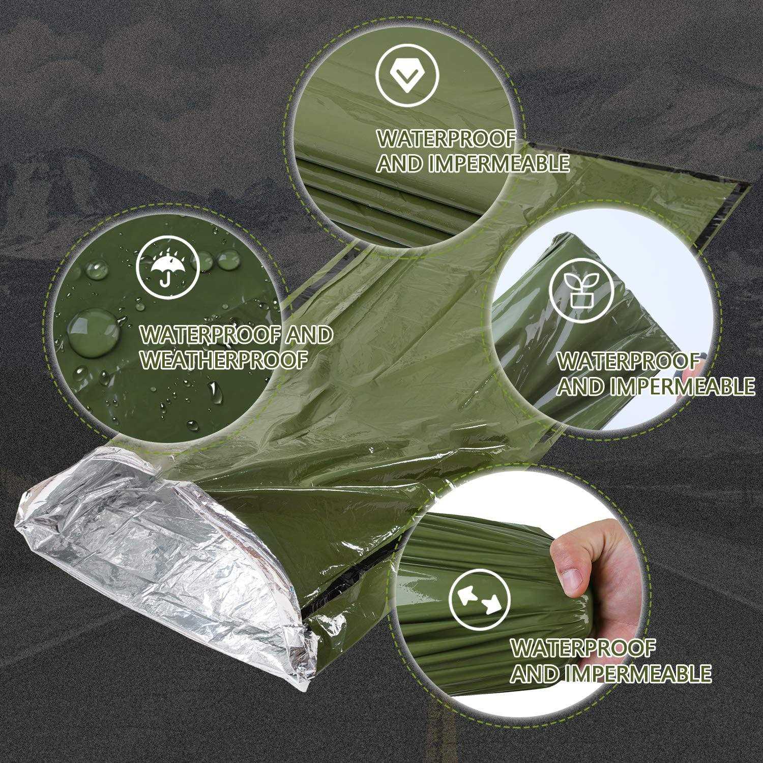Mezonn Emergency Sleeping Bag Survival Bivy Sack Use as Emergency Blanket Lightweight Survival Gear for Outdoor Hiking Camping Keep Warm After - Image 5