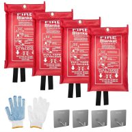 QUINIVER Emergency Fire Blanket + 4 Hooks & 1 Gloves