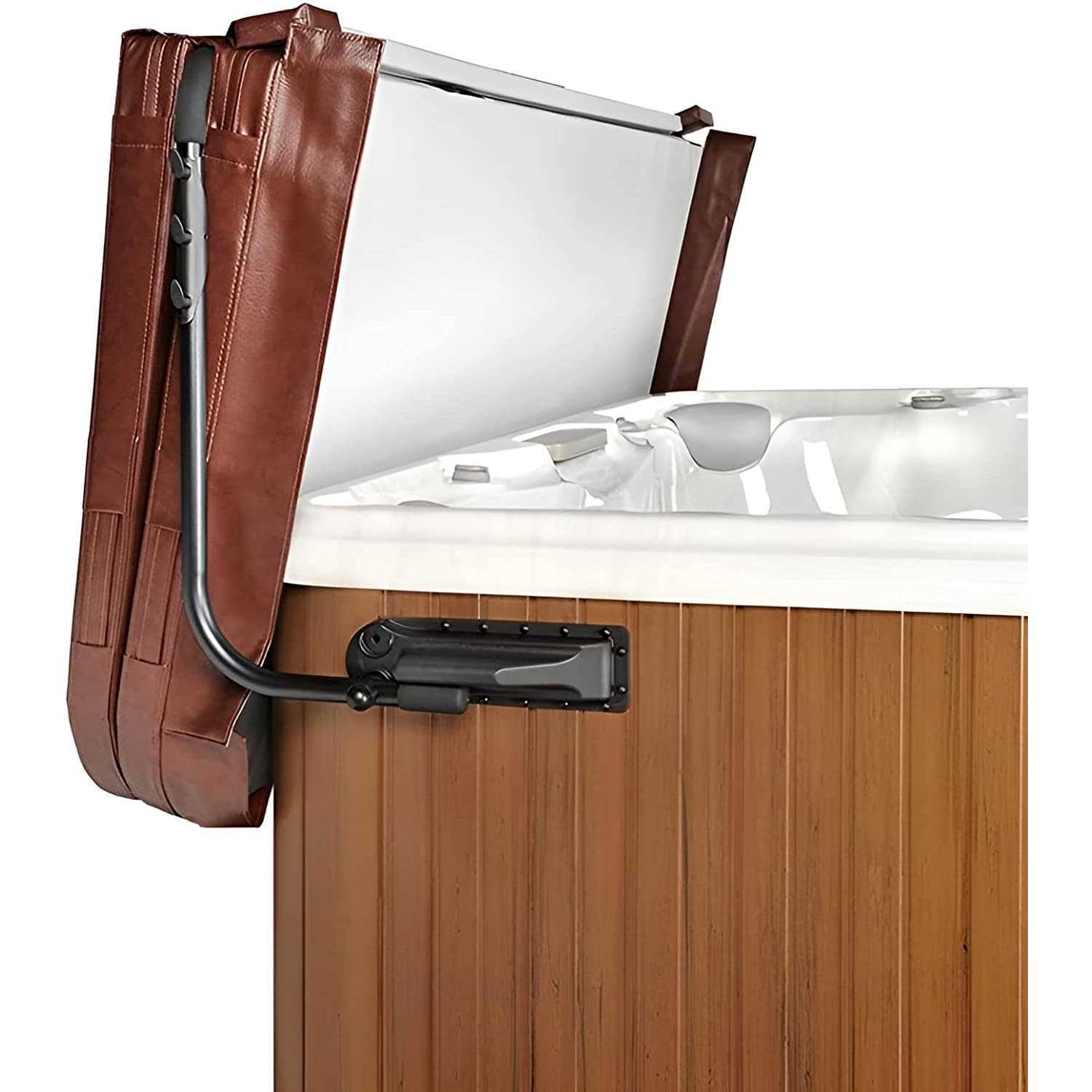 REGMICS Spa Cover Lifts Pivot Top Mount Spa & Hot Tub Cover Lift Removal System Reinforced Brackets with 3 Hook Towel Rack Fits Most Spas & Hot