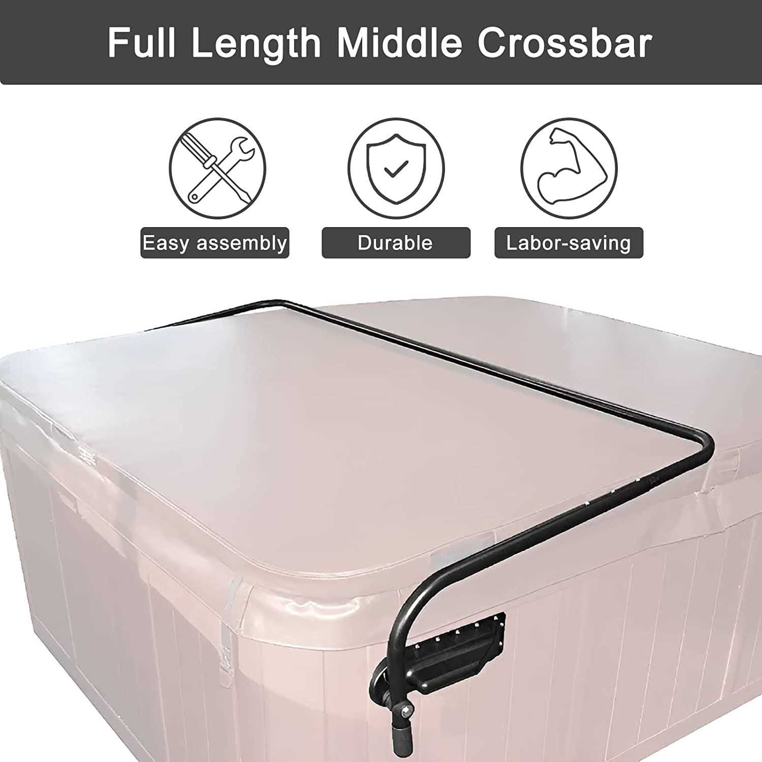 REGMICS Spa Cover Lifts Pivot Top Mount Spa & Hot Tub Cover Lift Removal System Reinforced Brackets with 3 Hook Towel Rack Fits Most Spas & Hot - Image 3