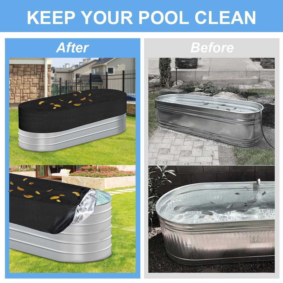 4ft Waterpoof Oval Stock Tank Pool Cover rubermaid Horse Trough Cold Plunge Tub for Farm Water Tank Cover Outdoor Ice Bath Tub Covers Protector - Image 3