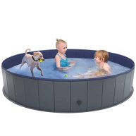 Niubya Foldable Dog Pool, Collapsible Hard Plastic Dog Swimming Pool, Portable Bath Tub for Pets Dogs and Cats, Pet Wading Pool for Indoor and Outdoor