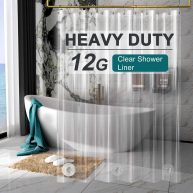 Amazerbath Heavy Duty Shower Curtain 72 x 72 Inches Clear Plastic Shower Curtain