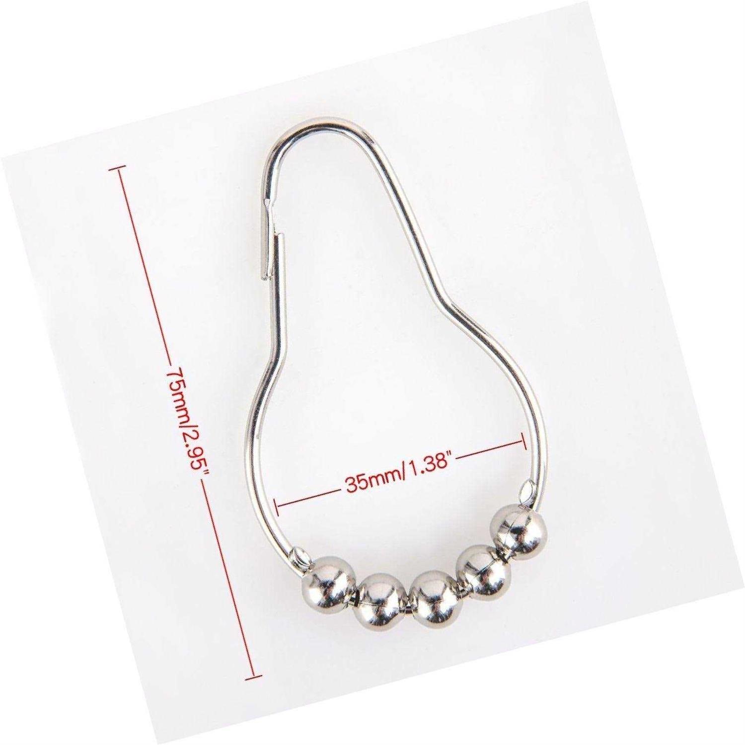 Amazer Shower Curtain Hooks Rings Metal Wide Shower Curtain Rings Hooks for Bathroom Shower Rod Curtains - Image 3