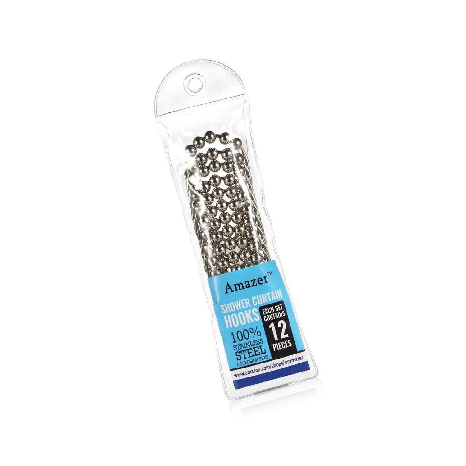 Amazer Shower Curtain Hooks Rings Metal Wide Shower Curtain Rings Hooks for Bathroom Shower Rod Curtains - Image 4