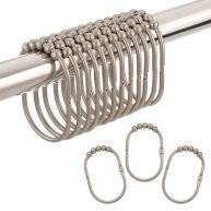 Amazer Shower Curtain Hooks Rings Metal Wide Shower Curtain Rings Hooks for Bathroom Shower Rod Curtains