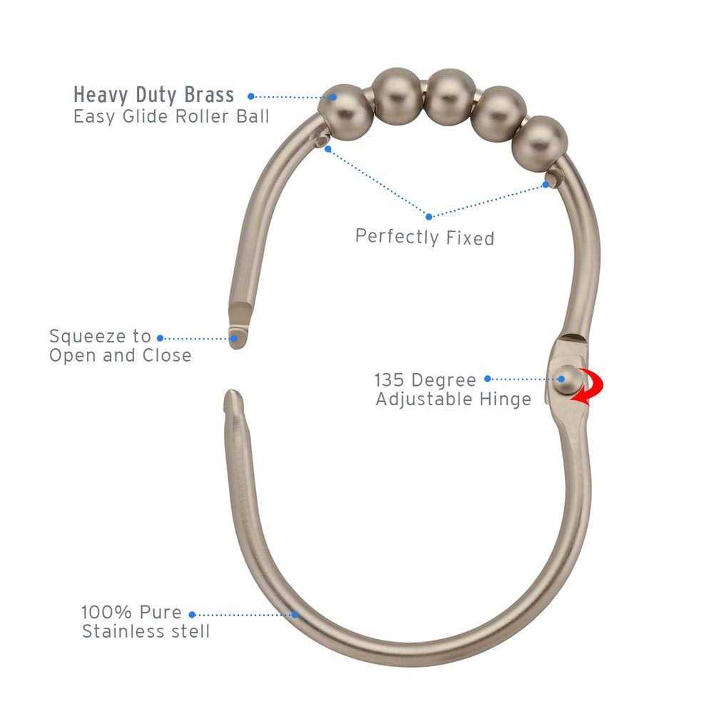 Amazer Shower Curtain Hooks Rings Metal Wide Shower Curtain Rings Hooks for Bathroom Shower Rod Curtains - Image 3