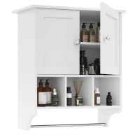 Palimder Medicine Cabinets, Space Saving Wall Cabinet with 2 Doors and Adjustable Towel Rack Shelves