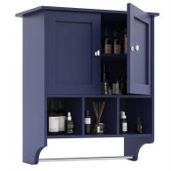 Palimder Medicine Cabinets, Space Saving Wall Cabinet with 2 Doors and Adjustable Towel Rack Shelves