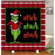 PLMZUOK Merry Grinchmas Bathroom Curtain Grinch Christmas Shower Curtain Winter Xmas Farmhouse Holiday Bathroom Decor 72×72 Inches