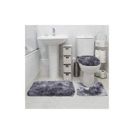 3 Piece Bath Rugs Set Bath Rug + Contour Mat + Toilet Seat Cover