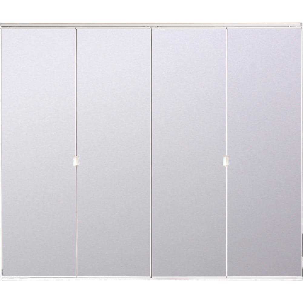 ReliaBilt 36-in x 80-in White Mirrored Glass Prefinished Mirror Bifold Door Hardware Included 443523
