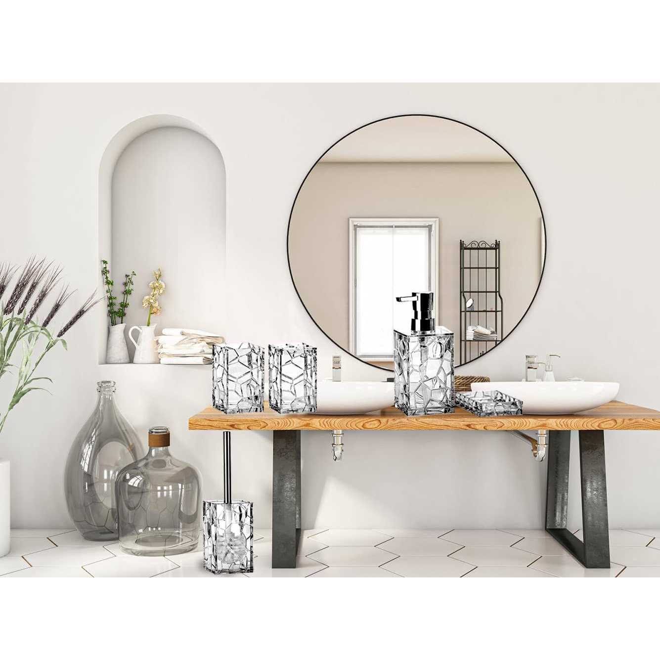 Purple Acrylic Bathroom Accessory Set 5 Pcs Bathroom Accessories Set With Lot - Image 3