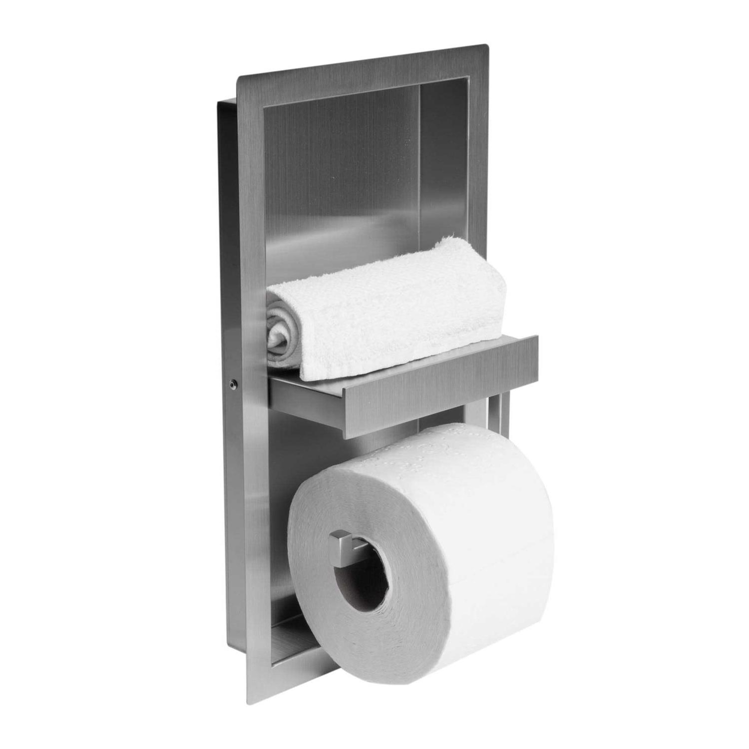 Alfi brand ABTPN88-BSS Brushed Stainless Steel Recessed Toilet Paper Holder Niche