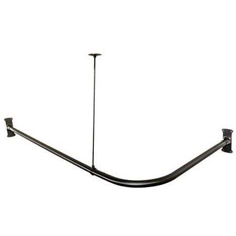 Artiwell L Shaped Shower Curtain Rod Bathroom Bathtub Corner Shower Curtain Rod with Ceiling Support - Image 3