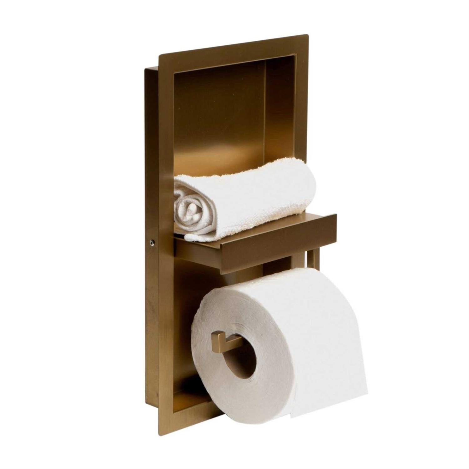 Alfi brand ABTPNP88-B Brushed PVD Stainless Steel Recessed Toilet Paper Holder Niche - Image 3