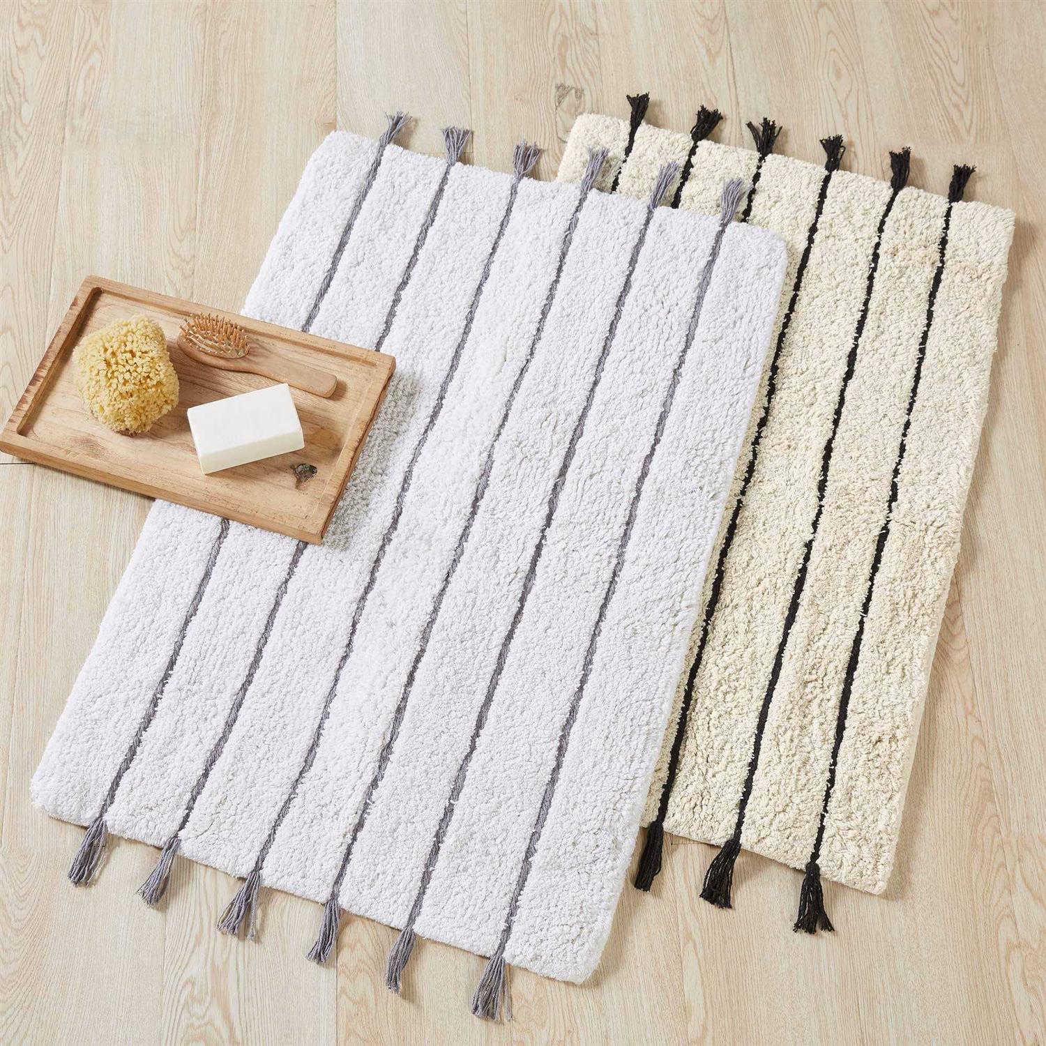 Arbor Stripe Tassel Cotton Tufted Rug INK+IVY - Image 4