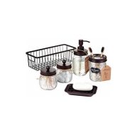 Premium Mason Jar Bathroom Accessories Set Lotion Soap Dispenser,Toothbrush Holder,2 Apothecary Jars