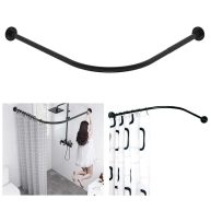 Sikaiqi Stretchable 304 Stainless L Shaped Bathroom Bathtub Corner Shower Curtain Rod Rack