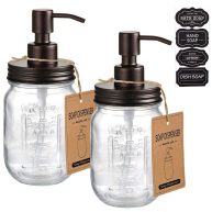 Amolliar Mason Jar Soap Dispensers Rustproof Stainless Steel Lid &pump