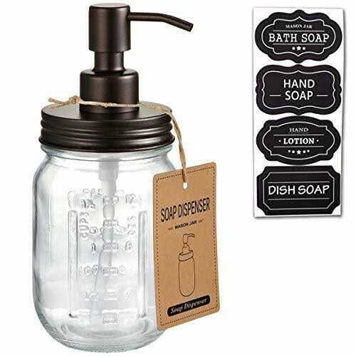 Amolliar Mason Jar Soap Dispensers Rustproof Stainless Steel Lid &pump
