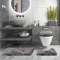 3 Piece Thicken 0.4 Bath Rugs Set Contour Mat + Toilet Seat Cover
