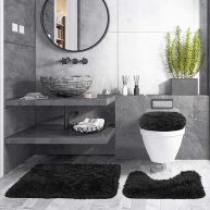 3 Piece Thicken 0.4 Bath Rugs Set Contour Mat + Toilet Seat Cover