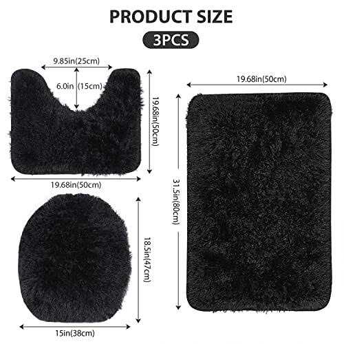 3 Piece Thicken 0.4 Bath Rugs Set Contour Mat + Toilet Seat Cover - Image 3
