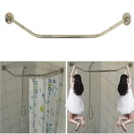 Sikaiqi Stretchable 304 Stainless Diamond Shaped Bathroom Bathtub Corner Shower Curtain Rod Rack