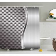 Ambesonne Grey Shower Curtain Cool Background with Square Shaped Grid Speaker Featured Industrial Iron Design Print