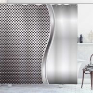 Ambesonne Grey Shower Curtain Cool Background with Square Shaped Grid Speaker Featured Industrial Iron Design Print