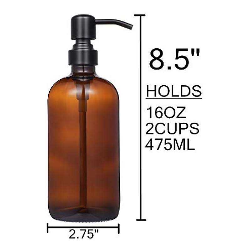 2 Pack Thick Glass Pint Jar Soap Dispenser Stainless Steel Pump - Image 4