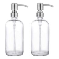 2 Pack Thick Glass Pint Jar Soap Dispenser Stainless Steel Pump
