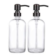 2 Pack Thick Glass Pint Jar Soap Dispenser Stainless Steel Pump