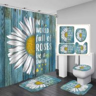 OLEBETY 4PCS Shower Curtain Set Rustic