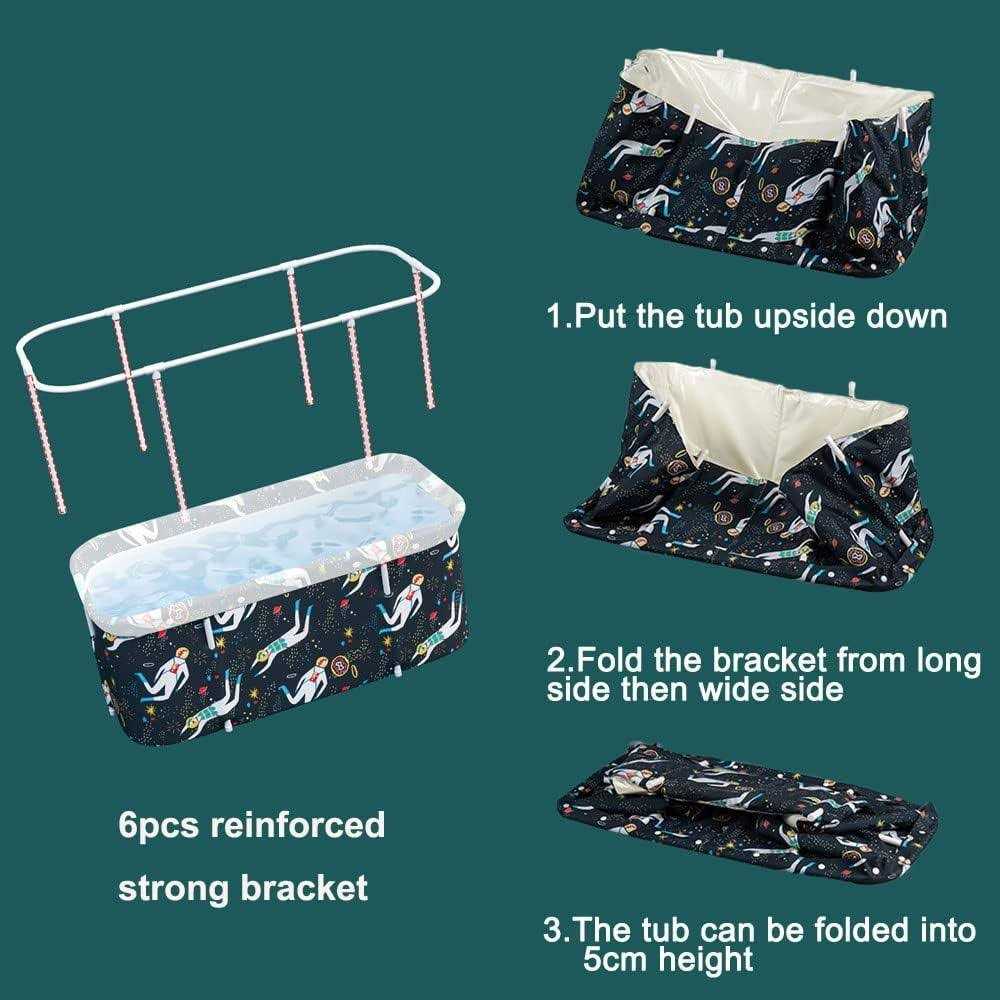 47 Inch W Weylan Tec Foldable Bath Tub Wide Bathtub With Bath Pillow Bath Seat - Image 2